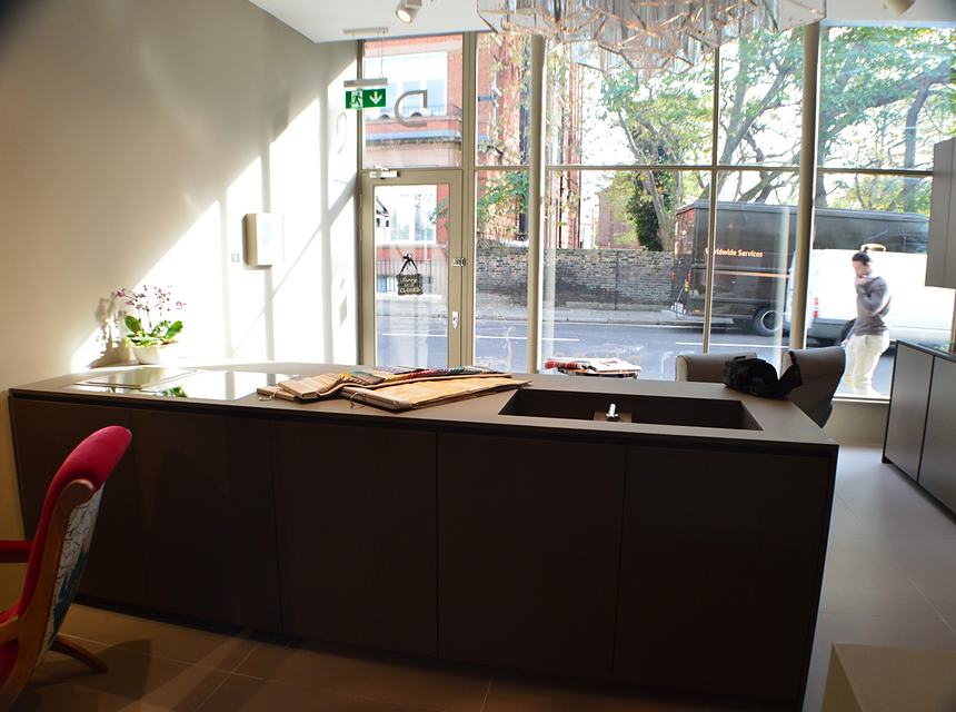 The finished showroom displays