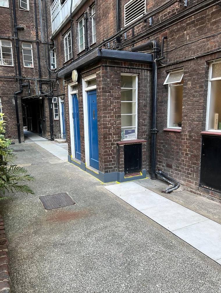 Porch and courtyard elevation after redecoration