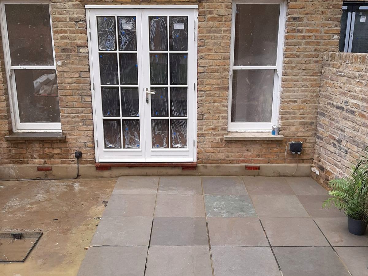 The finished extended living space opening onto the garden