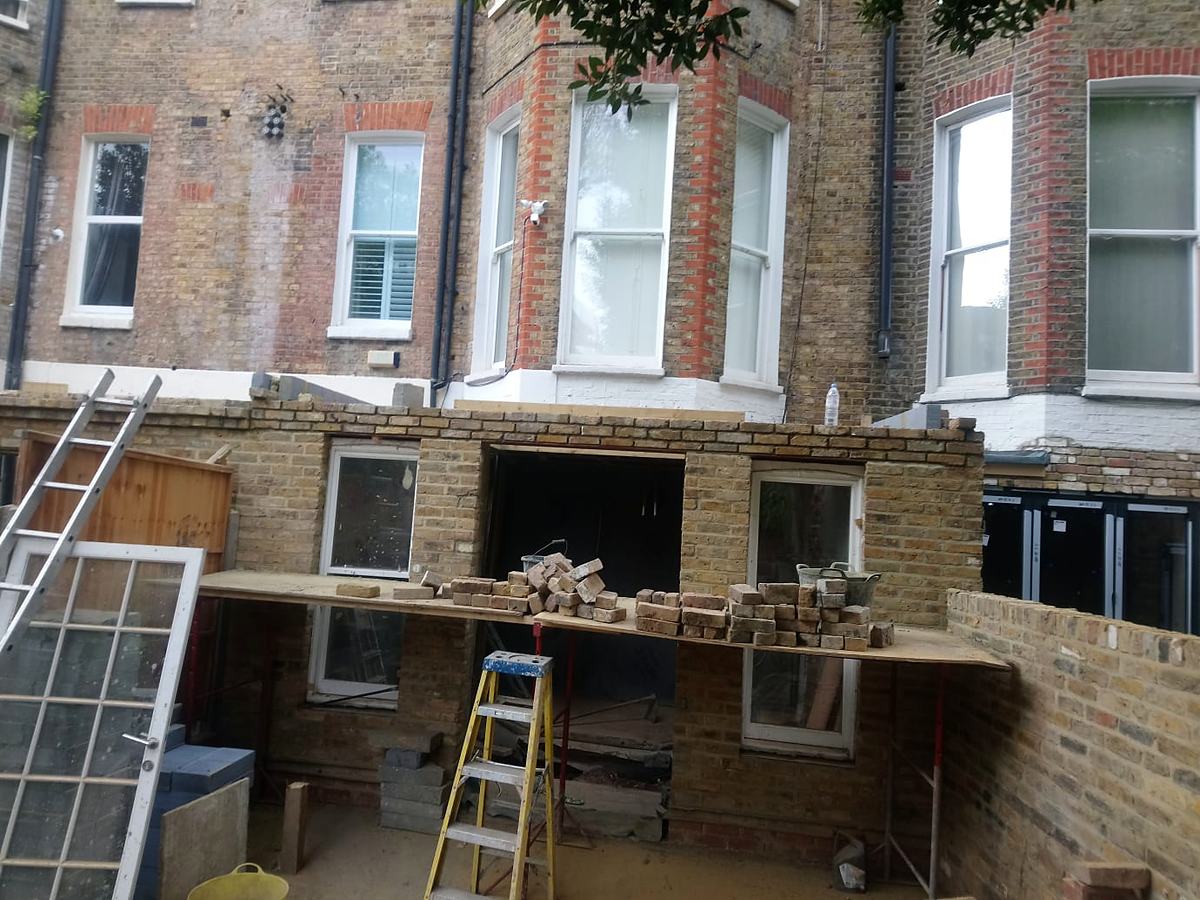 The rear of the property during the extension works