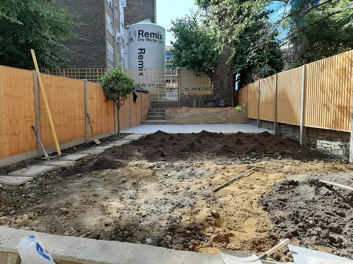The garden excavated during the extension works