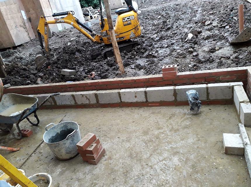 Groundworks and excavation for the rear extensions
