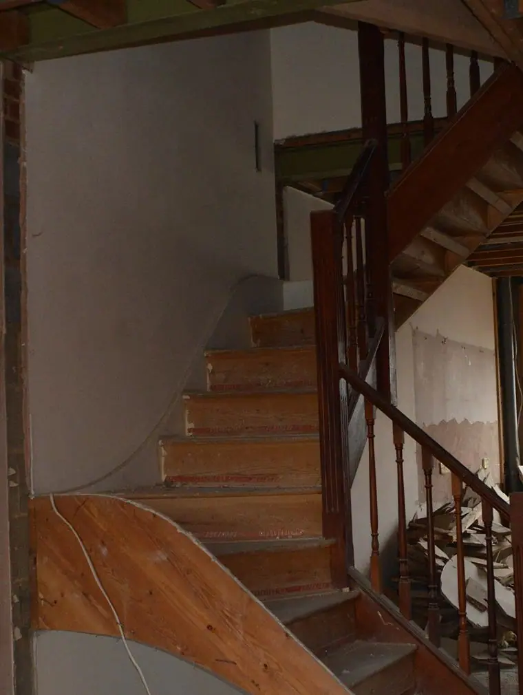 The staircase during construction