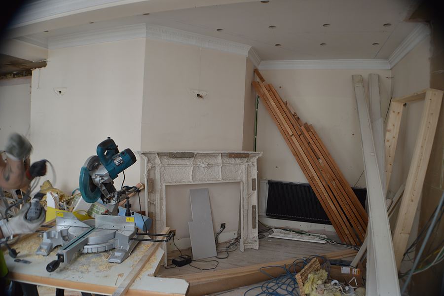 Strip-out and first fix during the apartment refurbishment