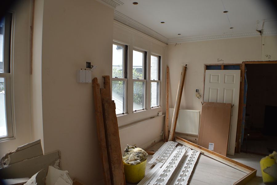 Strip-out and first fix during the apartment refurbishment