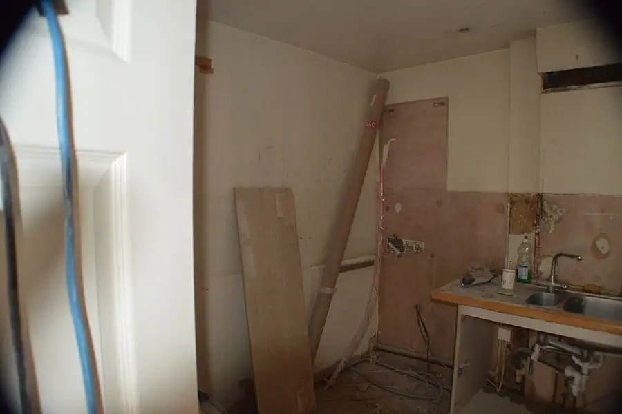 Strip-out and first fix during the apartment refurbishment
