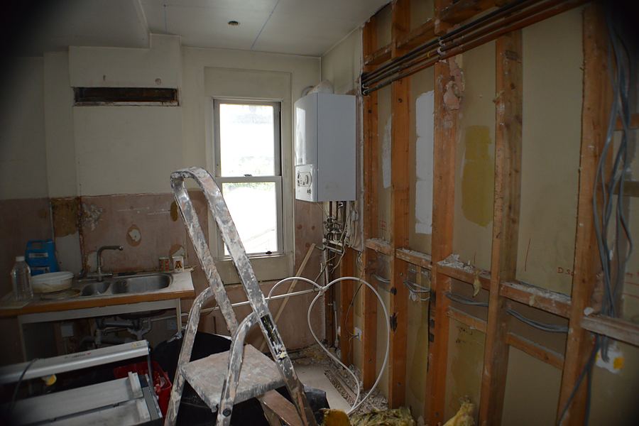 Strip-out and first fix during the apartment refurbishment